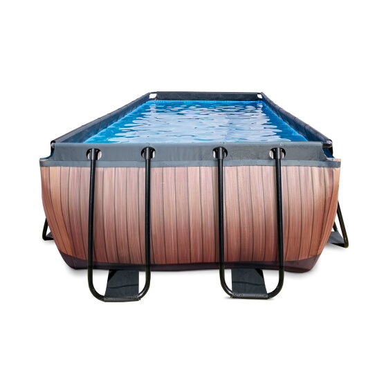 EXIT Wood pool 400x200x122cm med sandfilterpumpe - brun