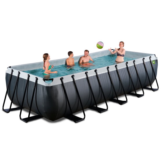 EXIT Black Leather pool 540x250x122cm med sandfilterpumpe - sort