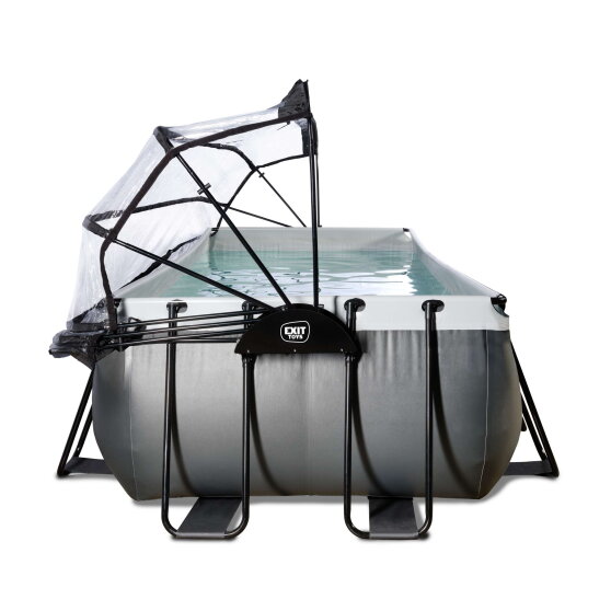 EXIT Black Leather pool 540x250x100cm med sandfilterpumpe og poolskærm og varmepumpe - sort