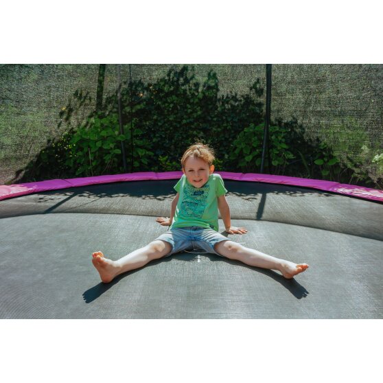 EXIT Silhouette nedgravet trampolin ø366cm med sikkerhedsnet - lyserød