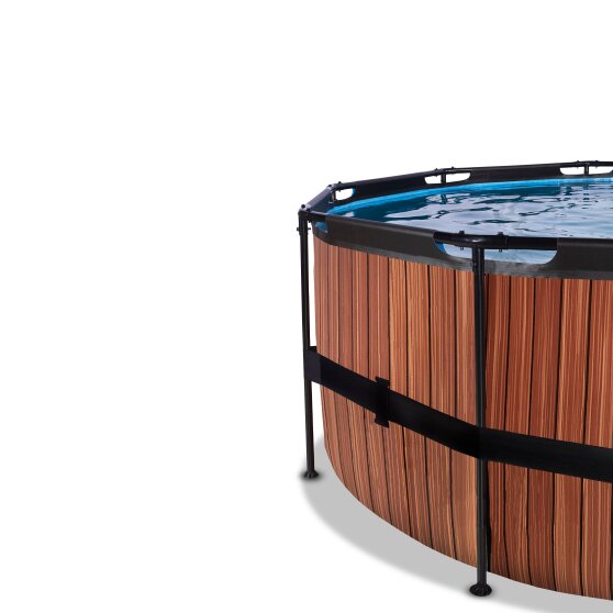 EXIT Wood pool ø488x122cm med filterpumpe - brun
