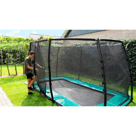 EXIT Supreme ground level trampoline 214x366cm with safety net - black