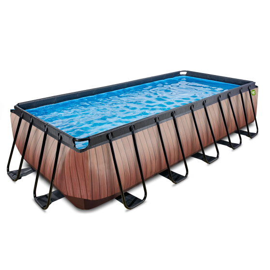 EXIT Wood pool 540x250x122cm med sandfilterpumpe - brun