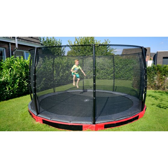 EXIT Elegant Premium ground trampoline ø427cm with Deluxe safety net - red