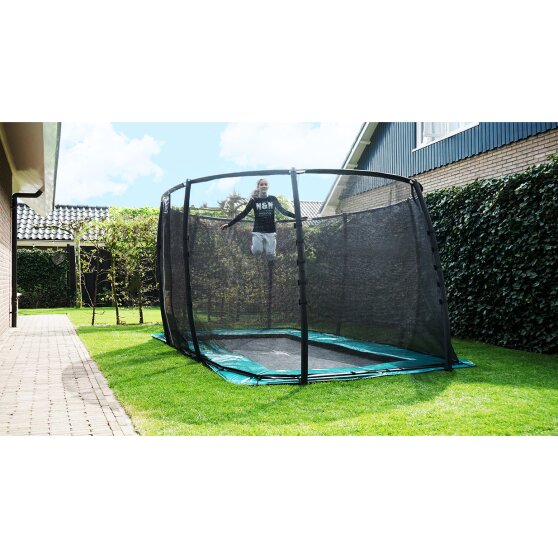 EXIT Supreme ground level trampoline 244x427cm with safety net - black