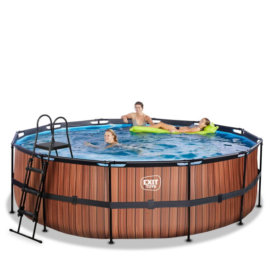 EXIT Wood pool &oslash;450x122cm med filterpumpe - brun