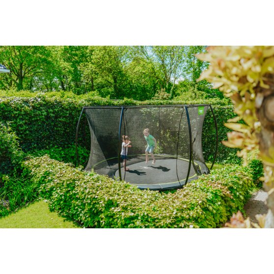 EXIT Silhouette nedgravet trampolin ø427cm med sikkerhedsnet - sort
