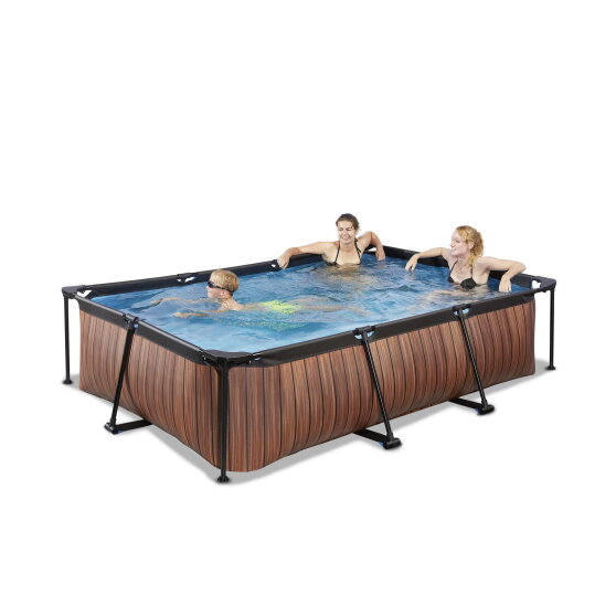 EXIT Wood pool 300x200x65cm med filterpumpe - brun