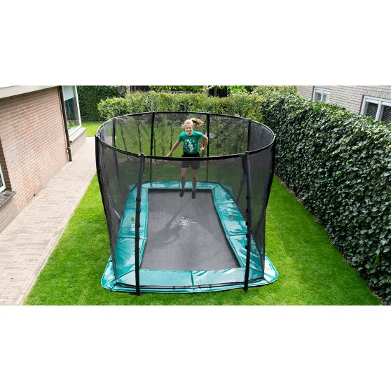 EXIT Supreme ground level trampoline 244x427cm with safety net - black