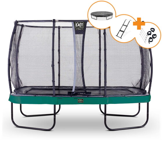 EXIT Elegant Premium trampolin komplet sæt 244x427cm - grøn
