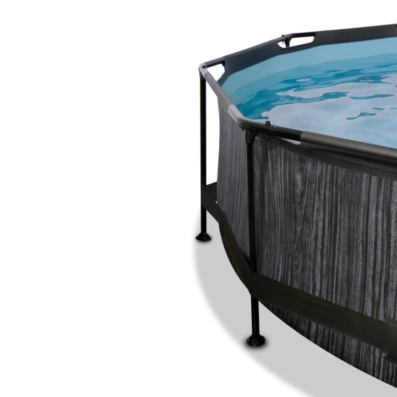 EXIT Black Wood pool ø360x76cm med filterpumpe og poolskærm - sort