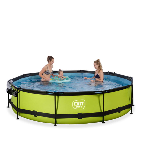 EXIT Lime pool &oslash;360x76cm med filterpumpe og poolsk&aelig;rm - gr&oslash;n