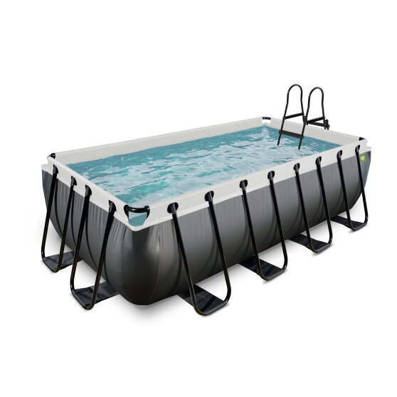 EXIT Black Leather pool 400x200x100cm med filterpumpe - sort