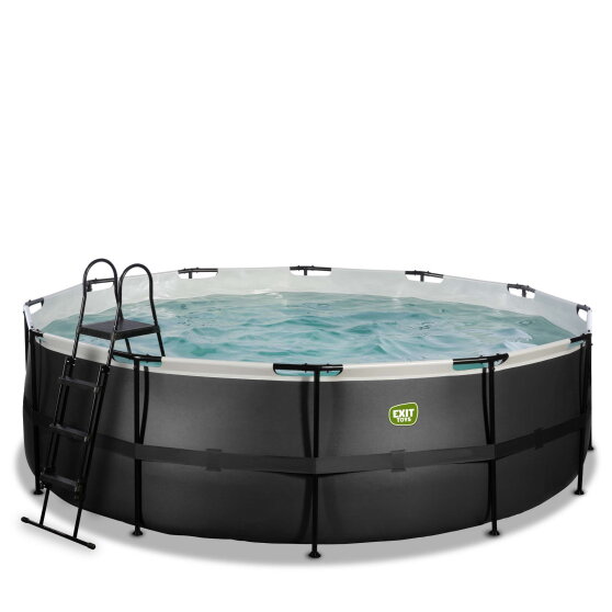 EXIT Black Leather pool &oslash;450x122cm med sandfilterpumpe - sort