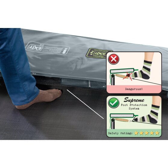 EXIT Supreme ground level trampoline ø427cm with safety net - grey