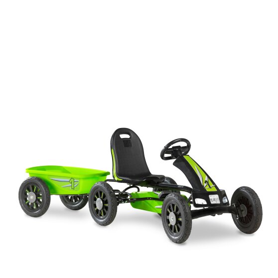 EXIT Spider Green pedal go-kart with trailer - green