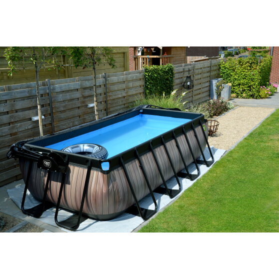 EXIT Black Leather pool 400x200x100cm med sandfilterpumpe - sort