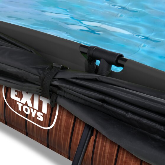 EXIT Wood pool 220x150x65cm med filterpumpe og baldakin - brun