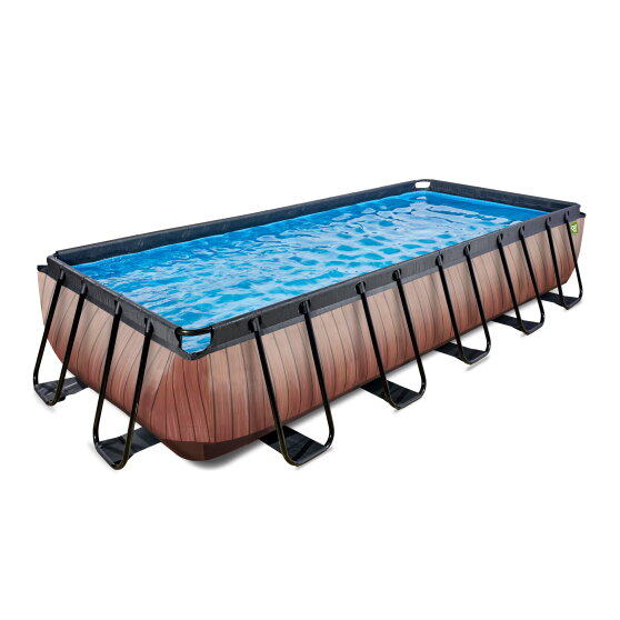 EXIT Wood pool 540x250x100cm med sandfilterpumpe - brun