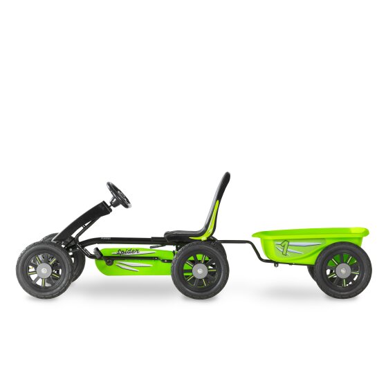 EXIT Spider Green pedal go-kart with trailer - green