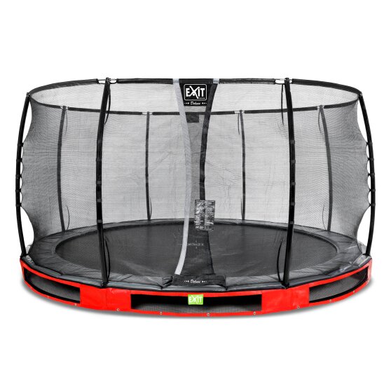 EXIT Elegant Premium ground trampoline ø427cm with Deluxe safety net - red