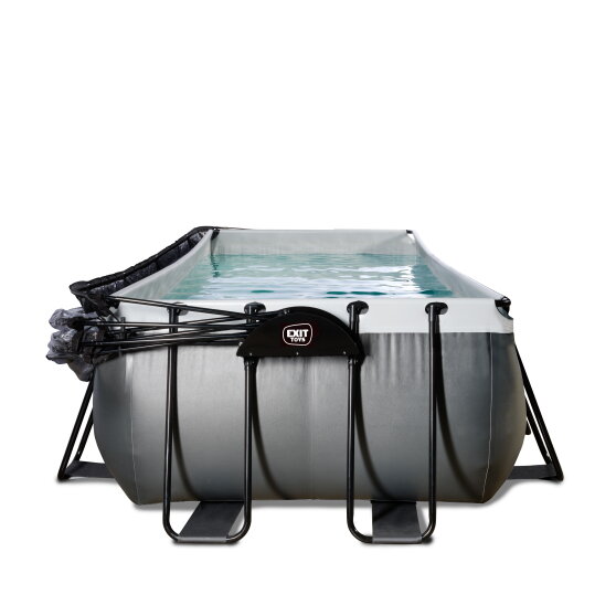 EXIT Black Leather pool 400x200x100cm med sandfilterpumpe og poolskærm - sort