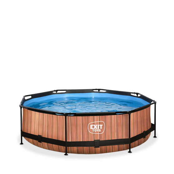 EXIT Wood pool ø300x76cm med filterpumpe - brun