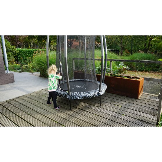 junior trampolin med sikkerhedsnet ø140cm - sort/grå | Toys