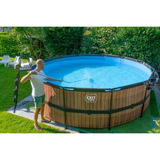 EXIT Wood pool &oslash;450x122cm med filterpumpe - brun
