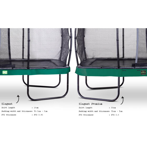 EXIT Elegant Premium trampolin komplet sæt 244x427cm - grøn