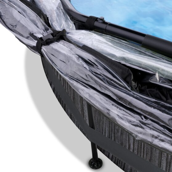 EXIT Black Wood pool ø360x76cm med filterpumpe og baldakin - sort