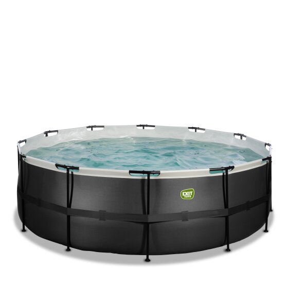EXIT Black Leather pool ø427x122cm med filterpumpe - sort