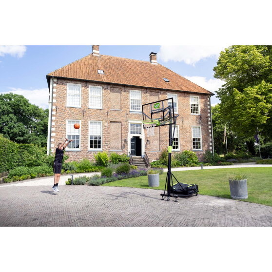 EXIT Galaxy bærbar basketballbagplade på hjul med dunk-basketballkurv - grøn/sort