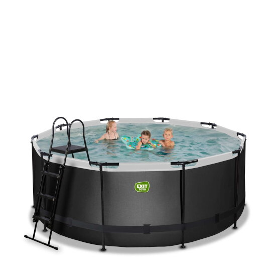 EXIT Black Leather pool &oslash;360x122cm med filterpumpe - sort