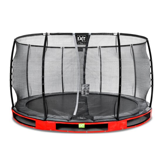 EXIT Elegant Premium ground trampoline ø366cm with Deluxe safety net - red