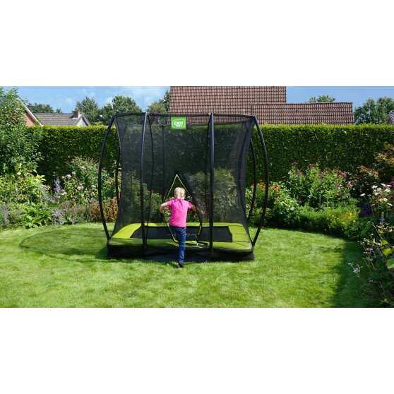 EXIT Silhouette nedgravet trampolin 153x214cm med sikkerhedsnet - grøn