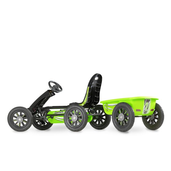 EXIT Spider Green pedal go-kart with trailer - green