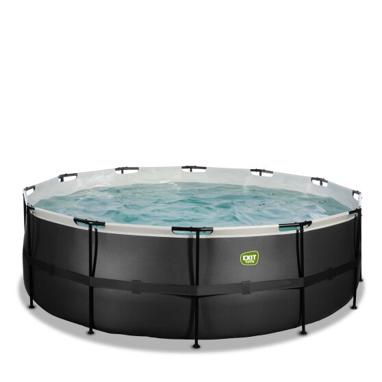 EXIT Black Leather pool &oslash;427x122cm med filterpumpe - sort