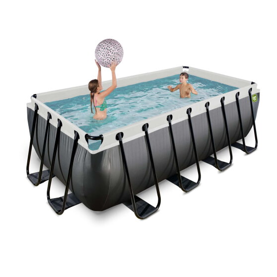 EXIT Black Leather pool 400x200x122cm med sandfilterpumpe - sort