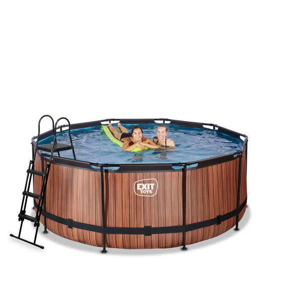EXIT Wood pool &oslash;360x122cm med filterpumpe - brun