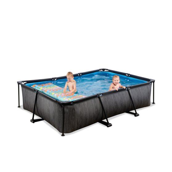 EXIT Black Wood pool 300x200x65cm med filterpumpe - sort