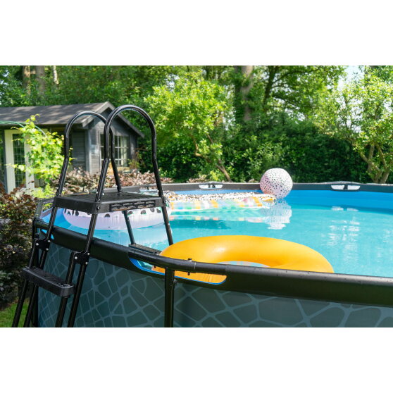 EXIT Black Leather pool &oslash;488x122cm med filterpumpe - sort