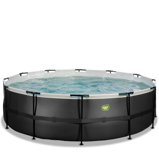EXIT Black Leather pool &oslash;488x122cm med sandfilterpumpe - sort