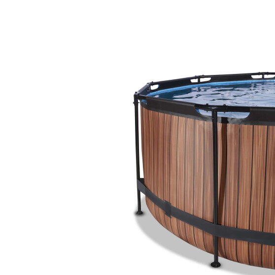 EXIT Wood pool ø360x122cm med sandfilterpumpe - brun
