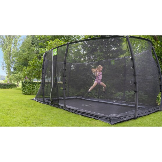 EXIT Dynamic trampolin i jordniveau 275x458cm med sikkerhedsnet - sort