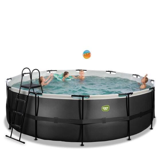 EXIT Black Leather pool &oslash;450x122cm med sandfilterpumpe - sort