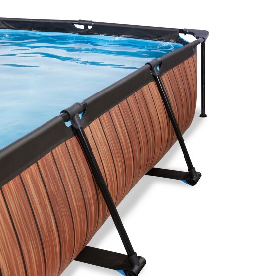 EXIT Wood pool 300x200x65cm med filterpumpe og poolskærm og baldakin - brun