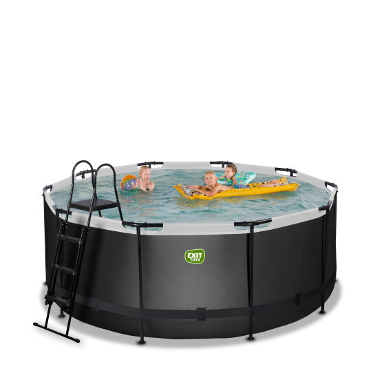 EXIT Black Leather pool &oslash;360x122cm med filterpumpe - sort