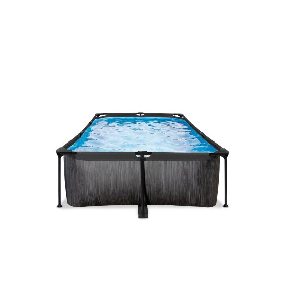 EXIT Black Wood pool 220x150x65cm med filterpumpe - sort