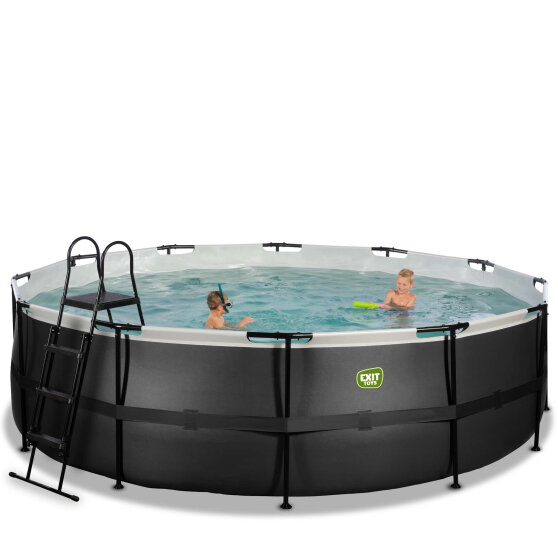 EXIT Black Leather pool &oslash;488x122cm med sandfilterpumpe - sort